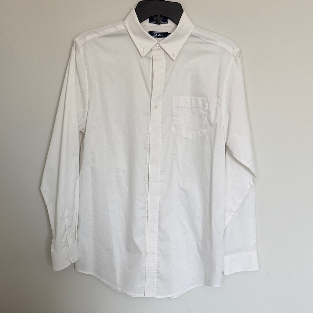 Izod White Men's Long Sleeve Dress Shirt